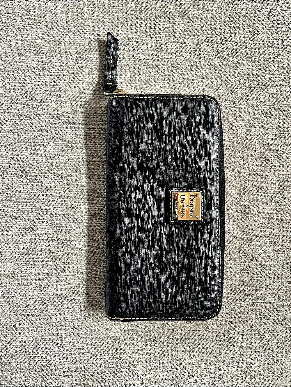 Dooney & Bourke Saffiano Medium Zip Around Wallet Black & Red